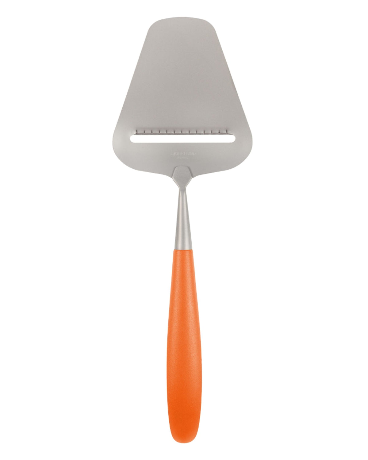Bjørklund Amitto ostehøvel med riflet, rustfritt stålhode og ergonomisk oransje skaft.