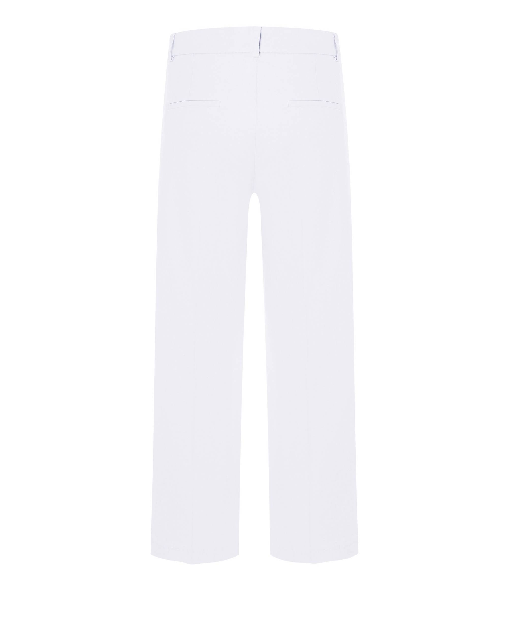 Baksiden av Cambio California Summer Linen bukse i ren hvit, med synlige sidelommer og baklommer