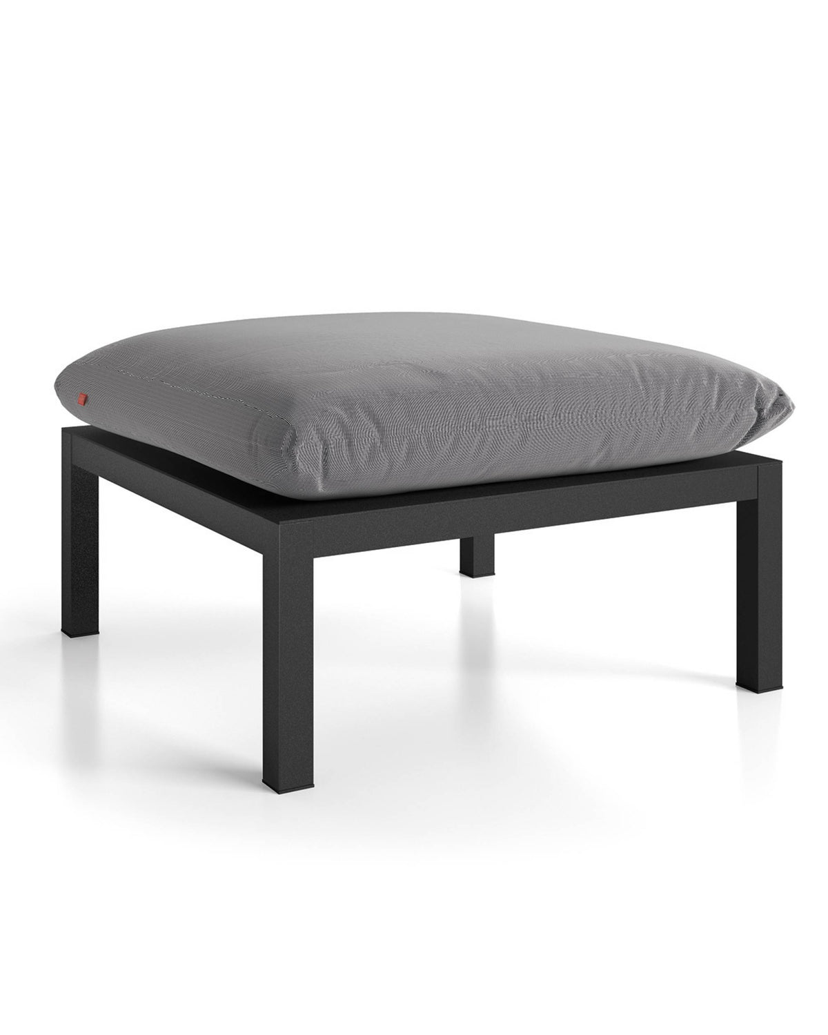 Fiam DOMINO 484 Setepute, kvadratisk grå sittepute på matt svart undermodul, minimalistisk design