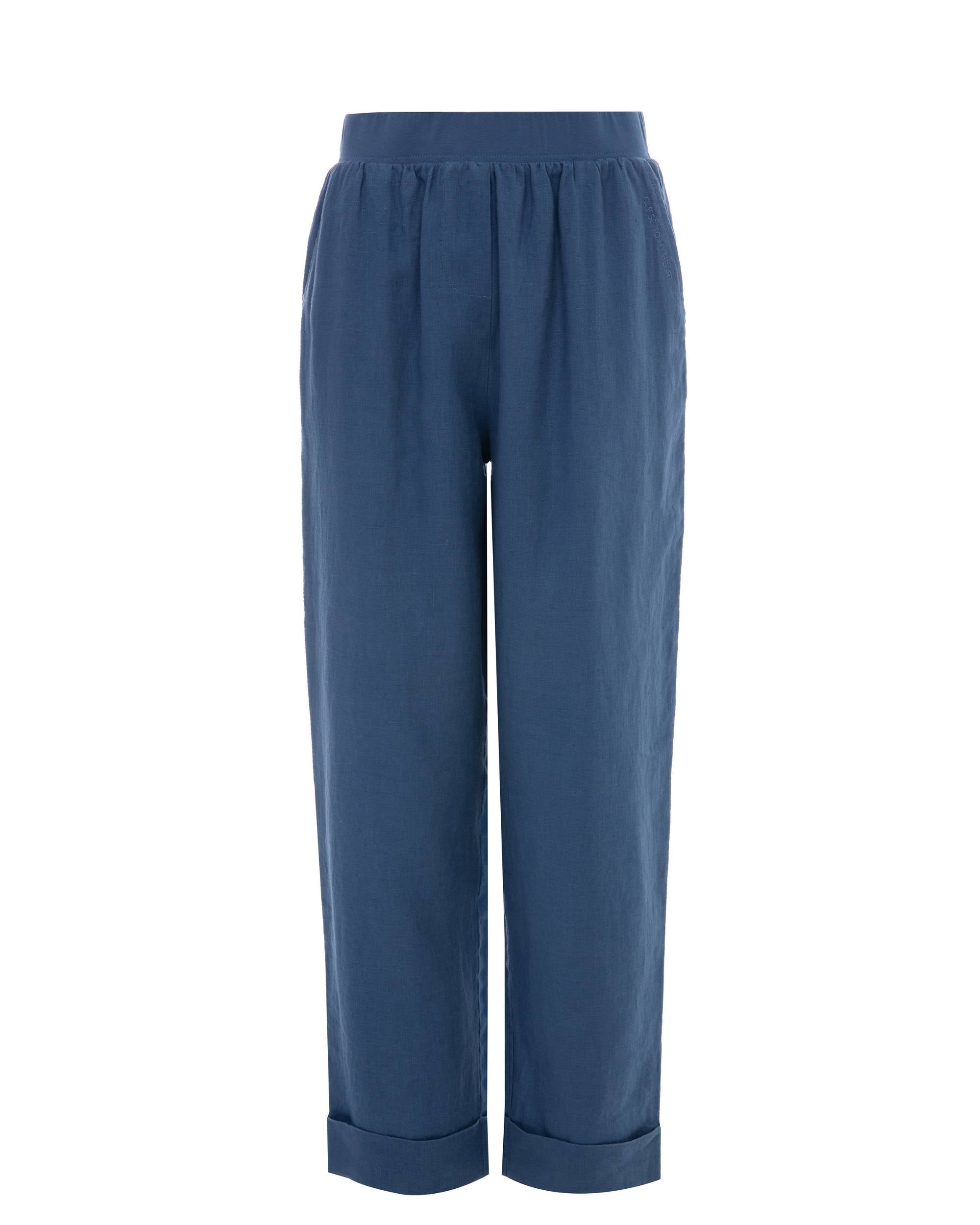 Lucien Pants linbukse i blÄtt fra Close to My Heart, med strikk i livet og oppbrett nederst pÄ bena