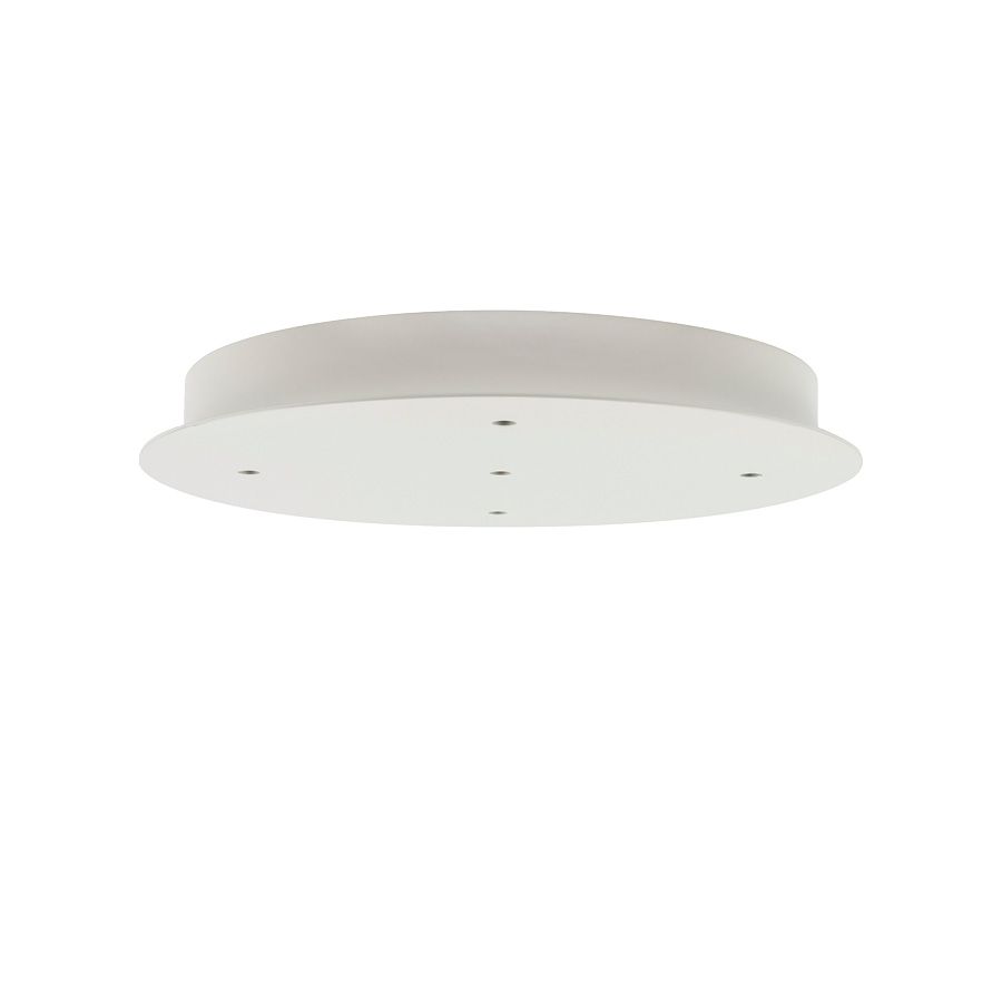 Hadeland Glassverk rund hvit baldakin 34cm med 5 hull, for oppheng av flere lamper fra et punkt