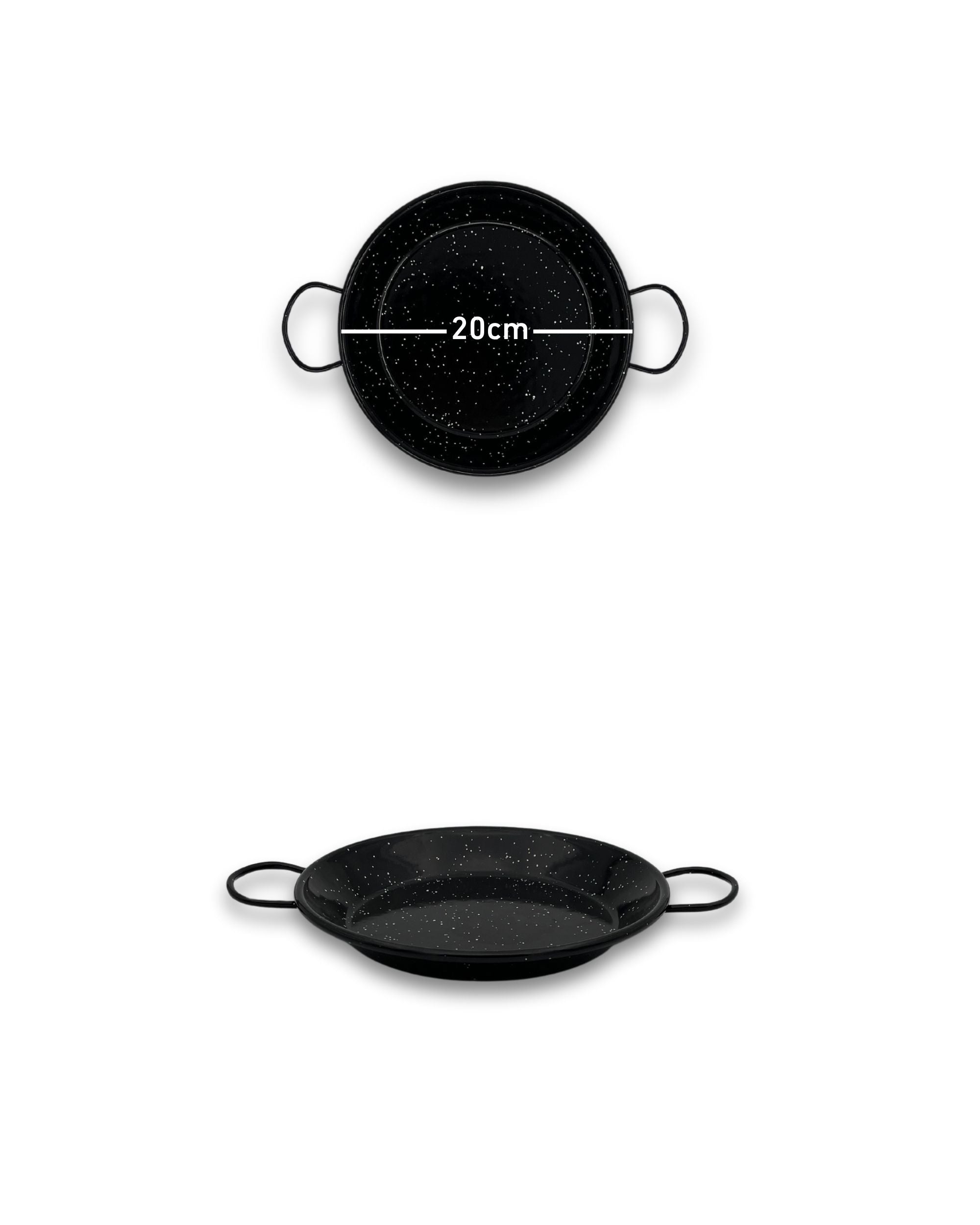 Emaljerte panner med lav kant fra Vaello