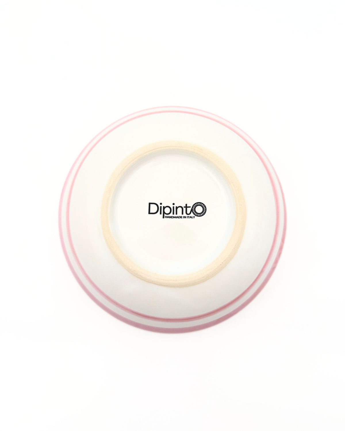 Bunn av Dipinto Ceramics Amalfi bolle med synlig logo og rødrosa stripe rundt ytterkanten