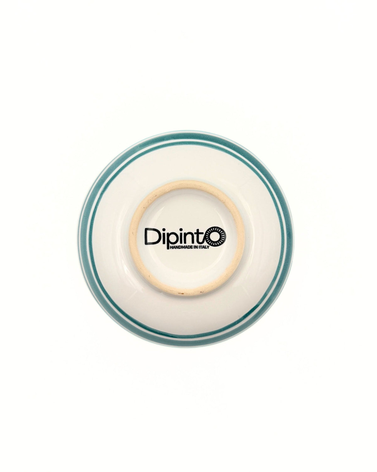 Dipinto Ceramics Amalfi bolle, undersiden med brandlogo og grønnstripet kant