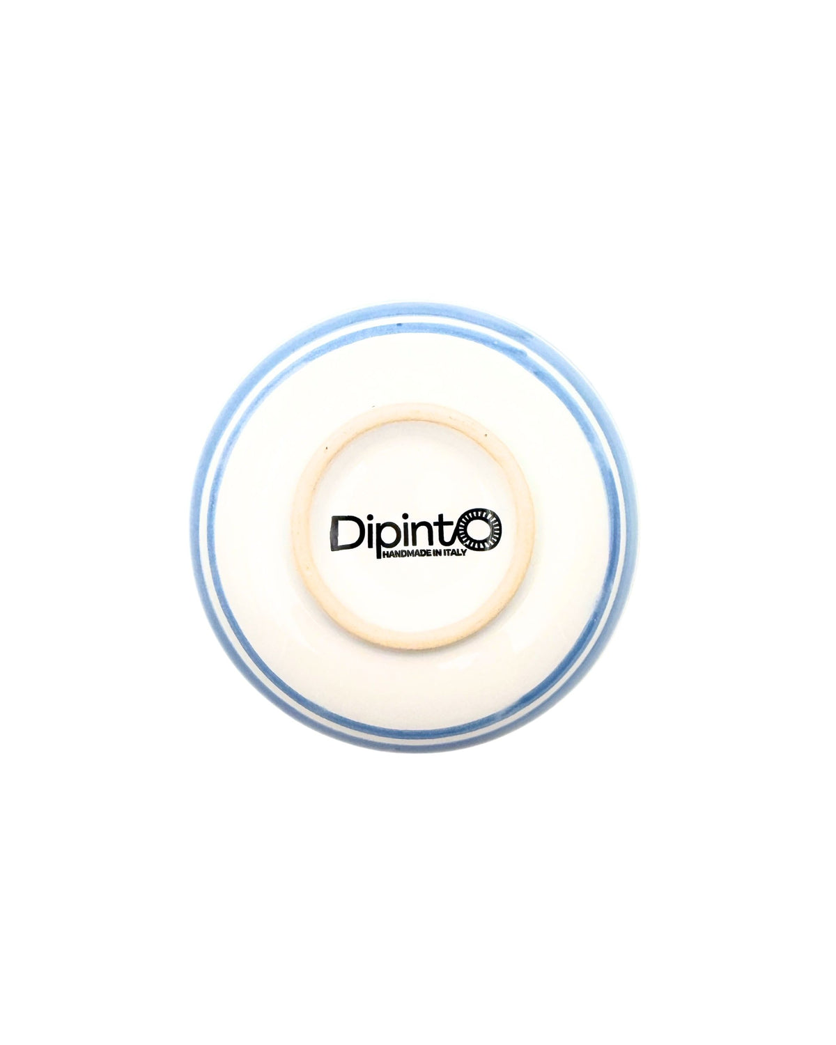 Dipinto Ceramics Amalfi liten bolle underside med logo og blå striper, håndlaget i Italia