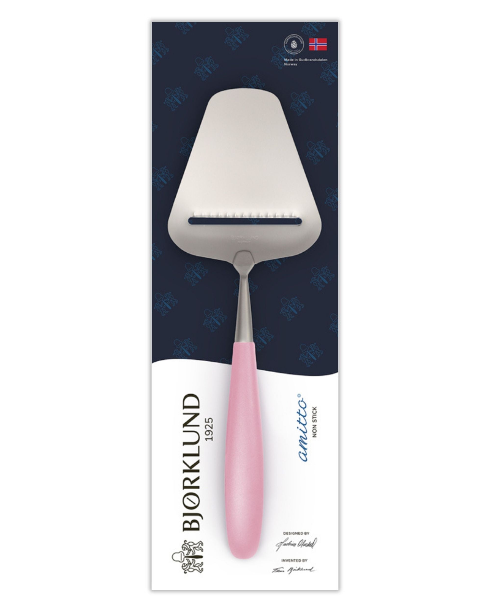 Ostehøvel Amitto med riller fra Bjørklund (Pudderrosa)