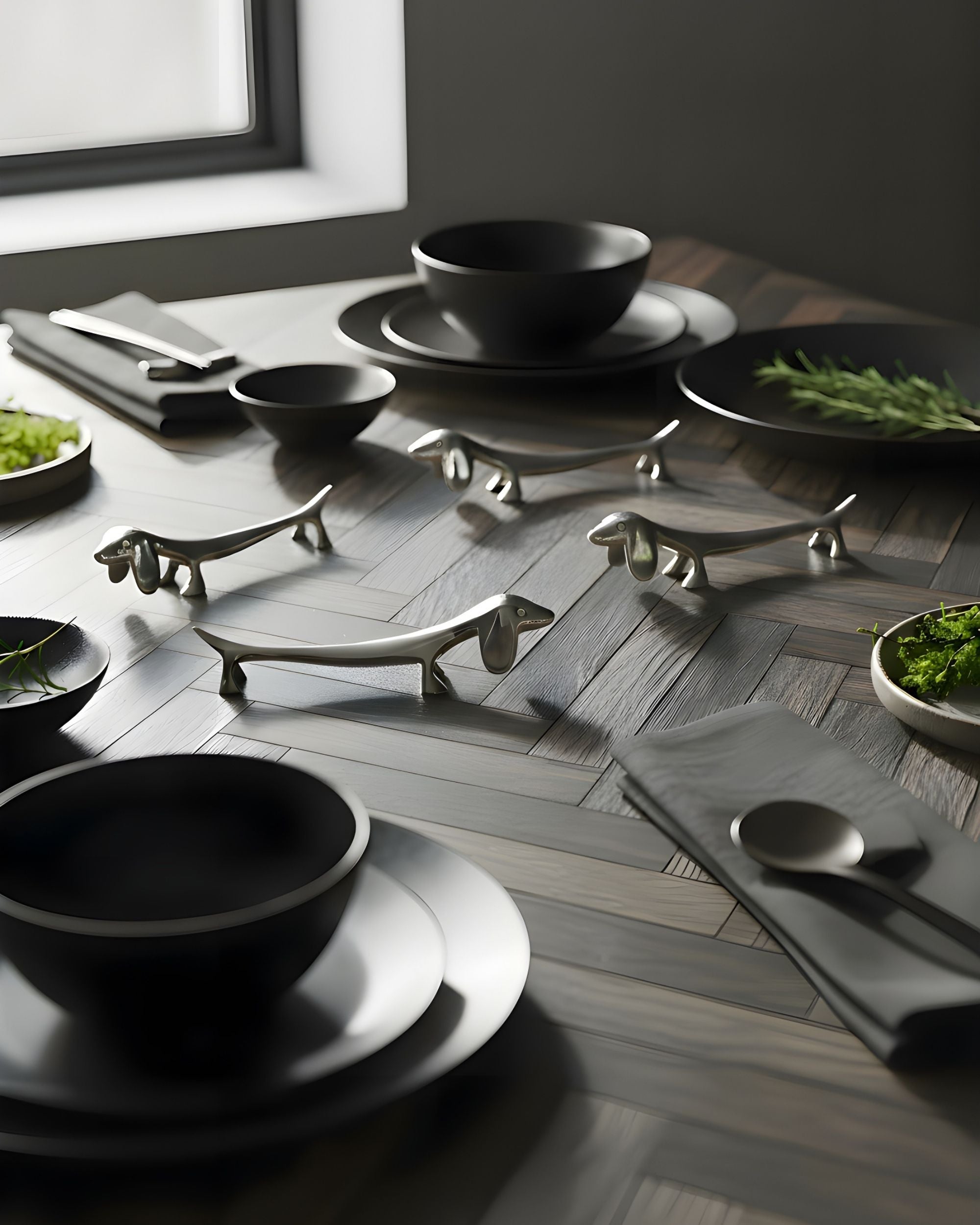 DACHS Sett a 4 bestikkhvilere i rustfritt stål