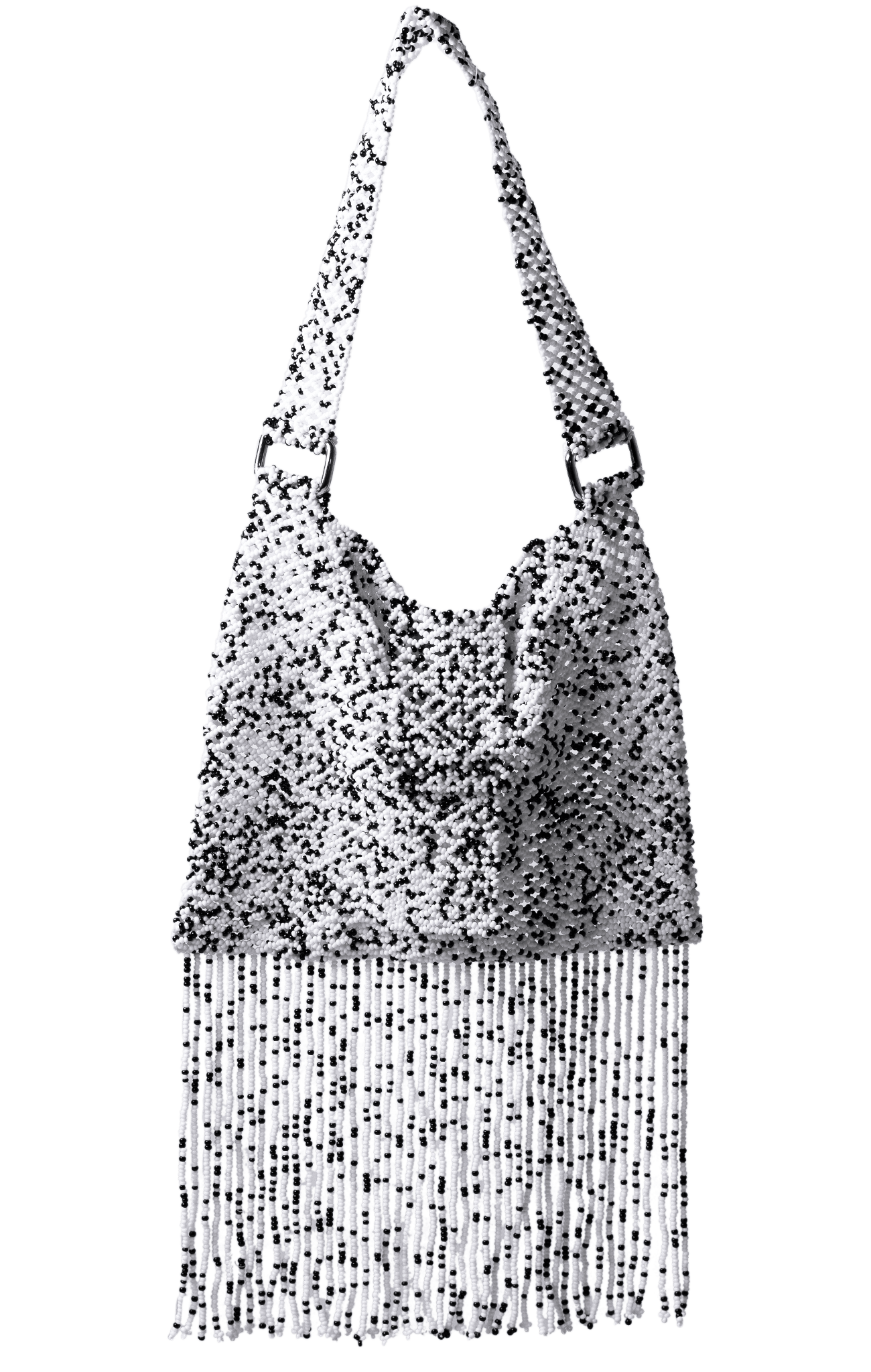 Folded Fringe Shoulder Bag - Salt & Pepper
