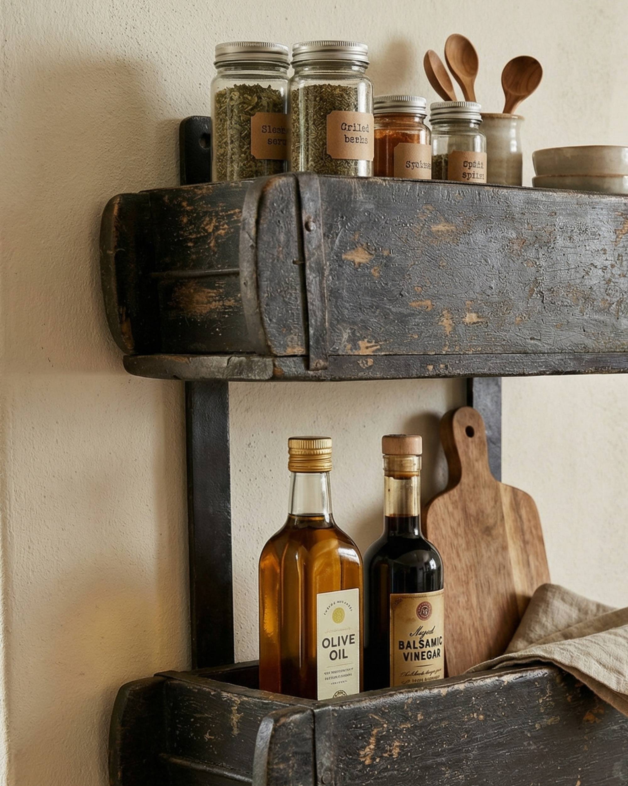 Svart trehylle med to bokser fra Sjælsø Nordic