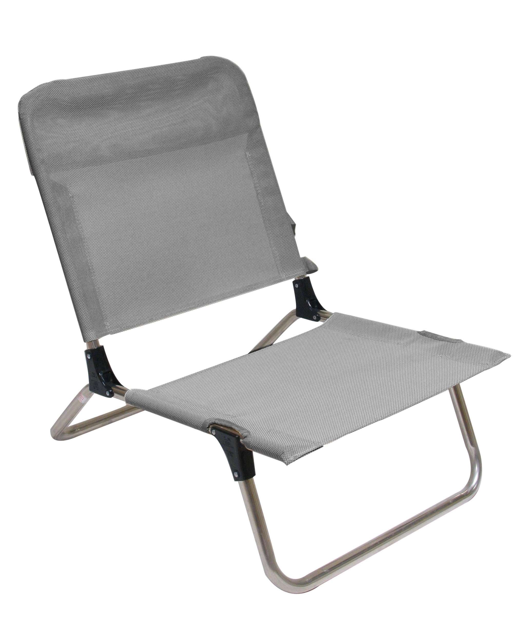 FIAM Quick strandstol i grått tekstil, sammenleggbar aluminiumsramme
