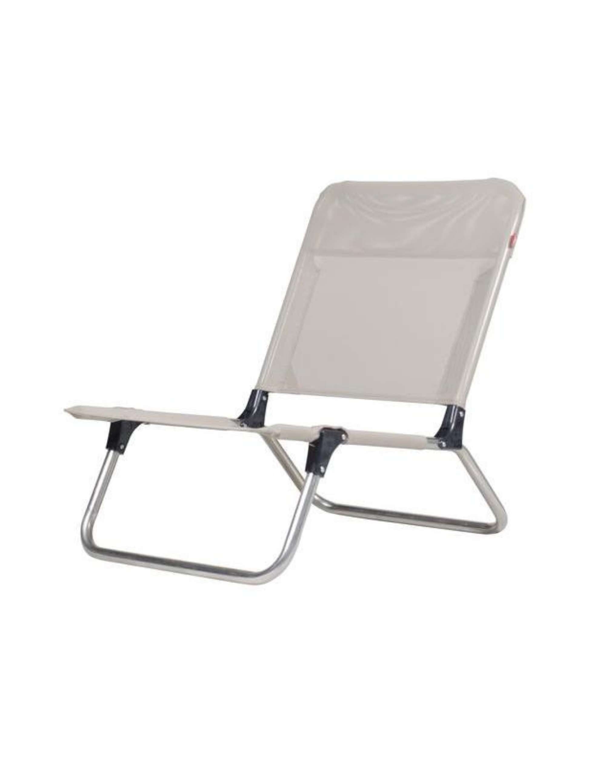 FIAM Quick strandstol i beige stoff med aluminiumsramme, lett og sammenleggbar