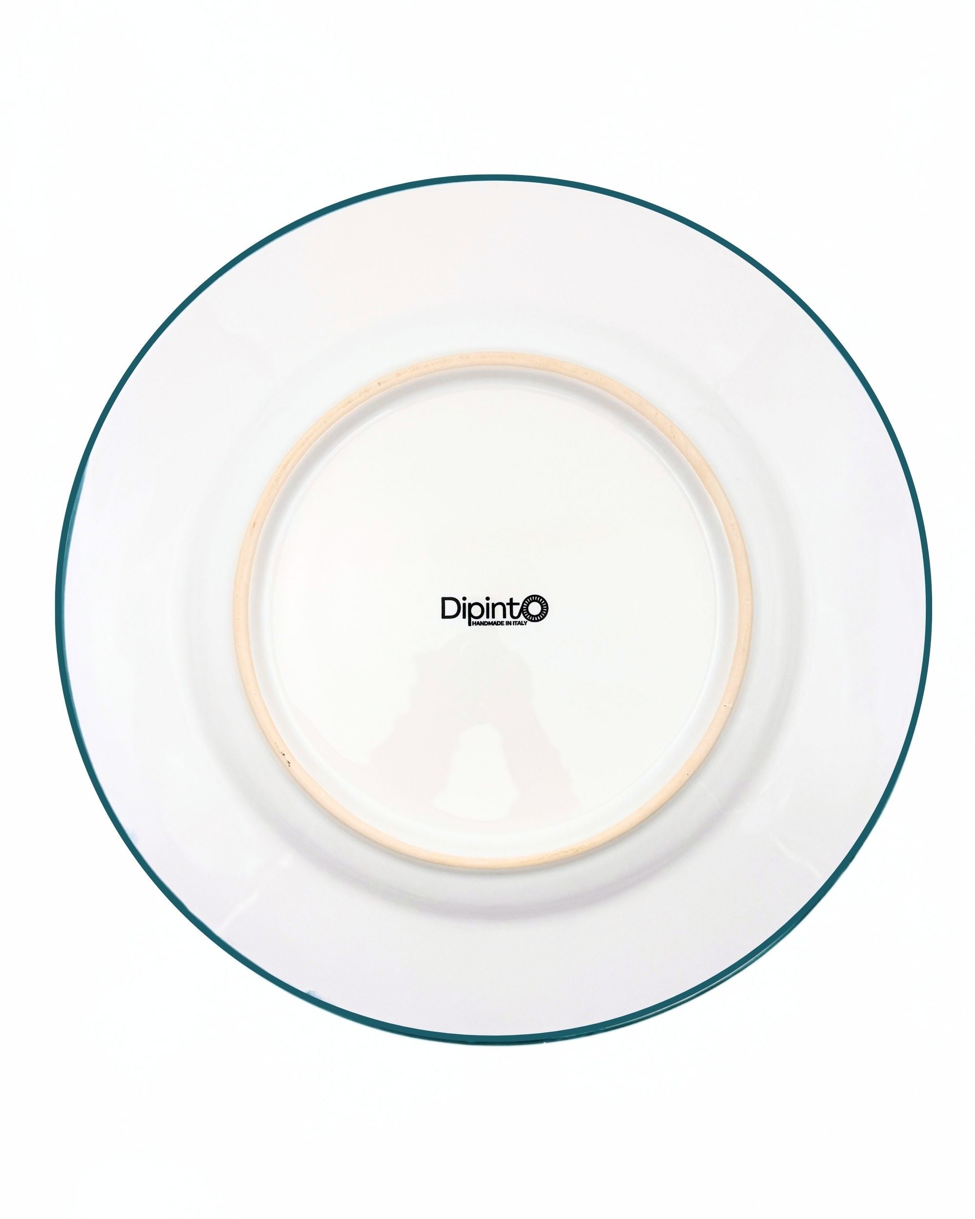 Dipinto Ceramics Linea fat, underside med uglasert kant og logo, hvit med grønn kant