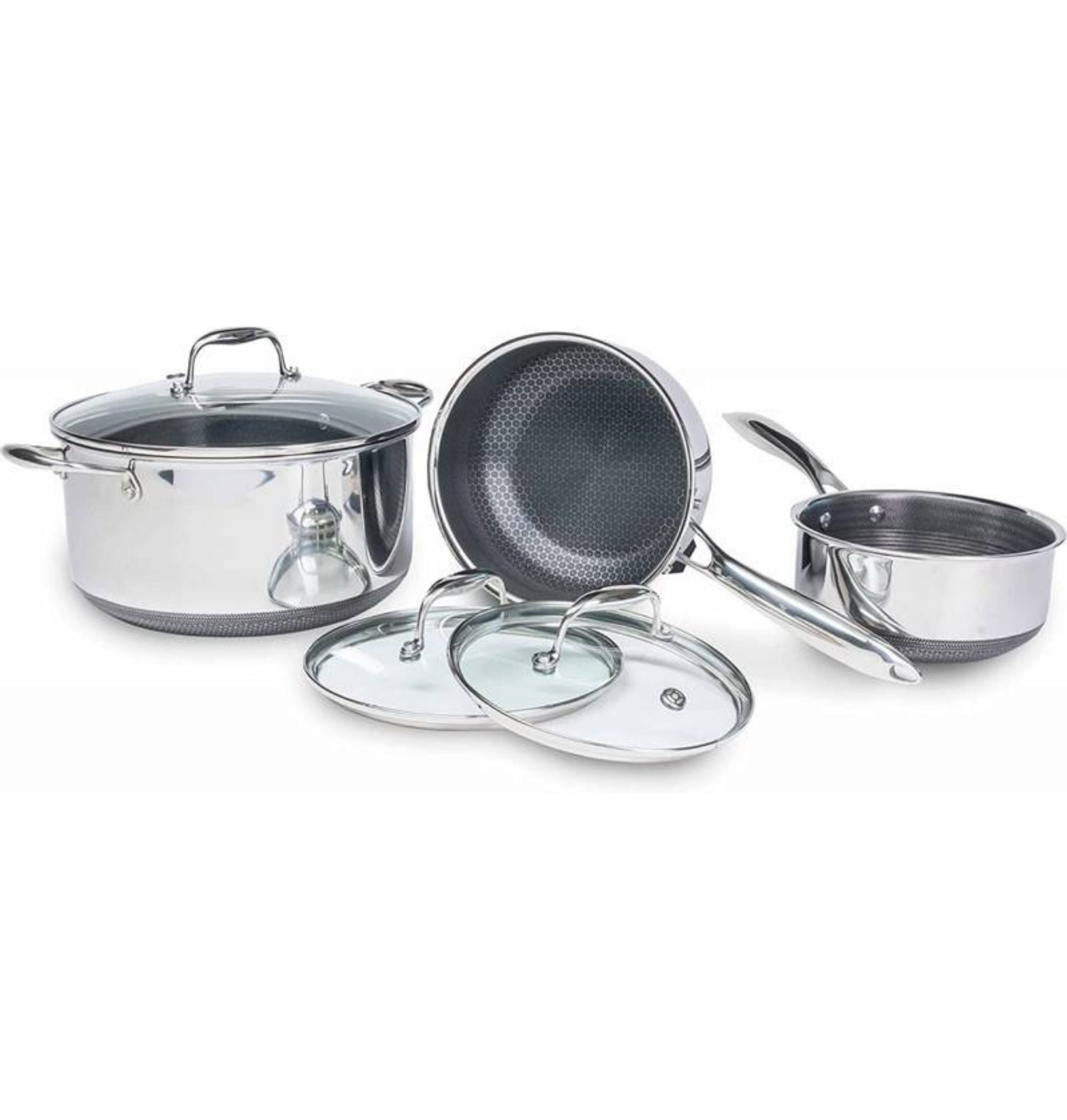 Sett a tre gryter med lokk fra Hexclad